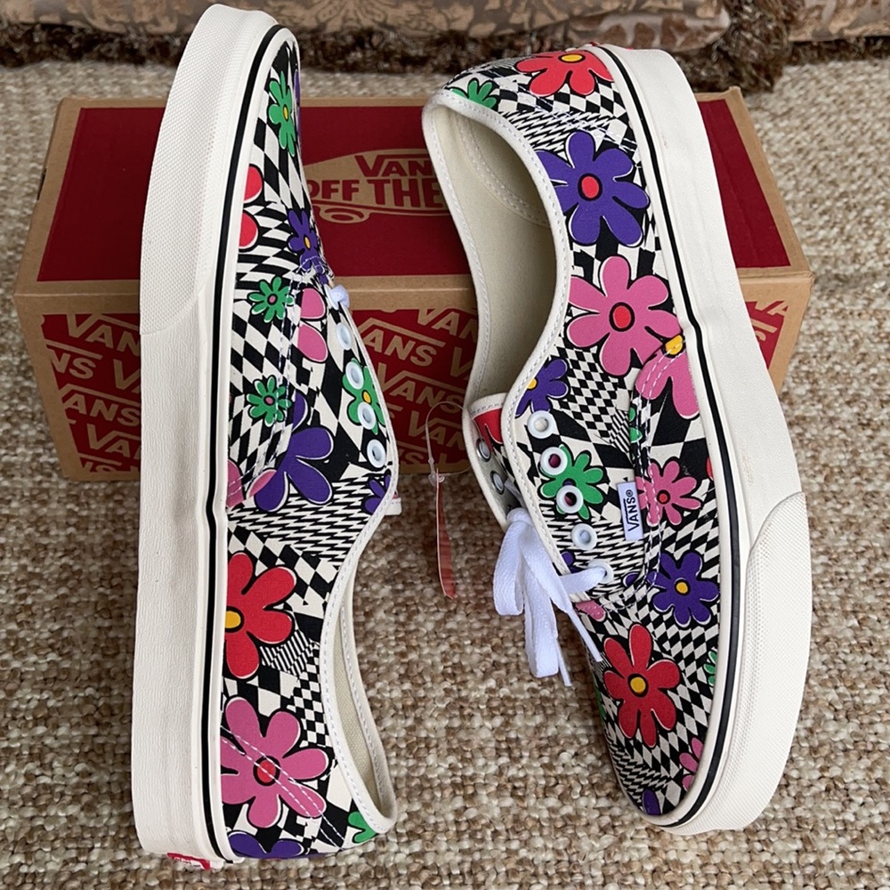 Vans Authentic Printed Floral Check/Marshmallow Mn - Picture 12 of 16